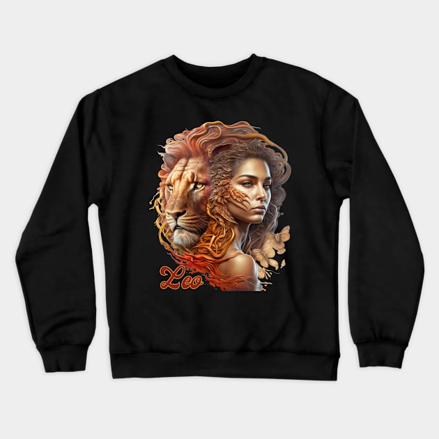 Leo Zodiac Sign Woman Crewneck Sweatshirt by SassyElevate2